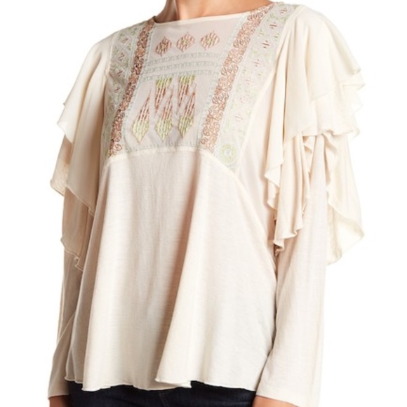 Free People Tops - FREE PEOPLE! Embroided blouse
